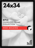 Americanflat 24x34 Poster Frame with Polished Plexiglass - Black Picture Frame - Wide Photo Frames Made of Engineered Wood for Vertical or Horizontal Wall Display - Epic Collection - Black