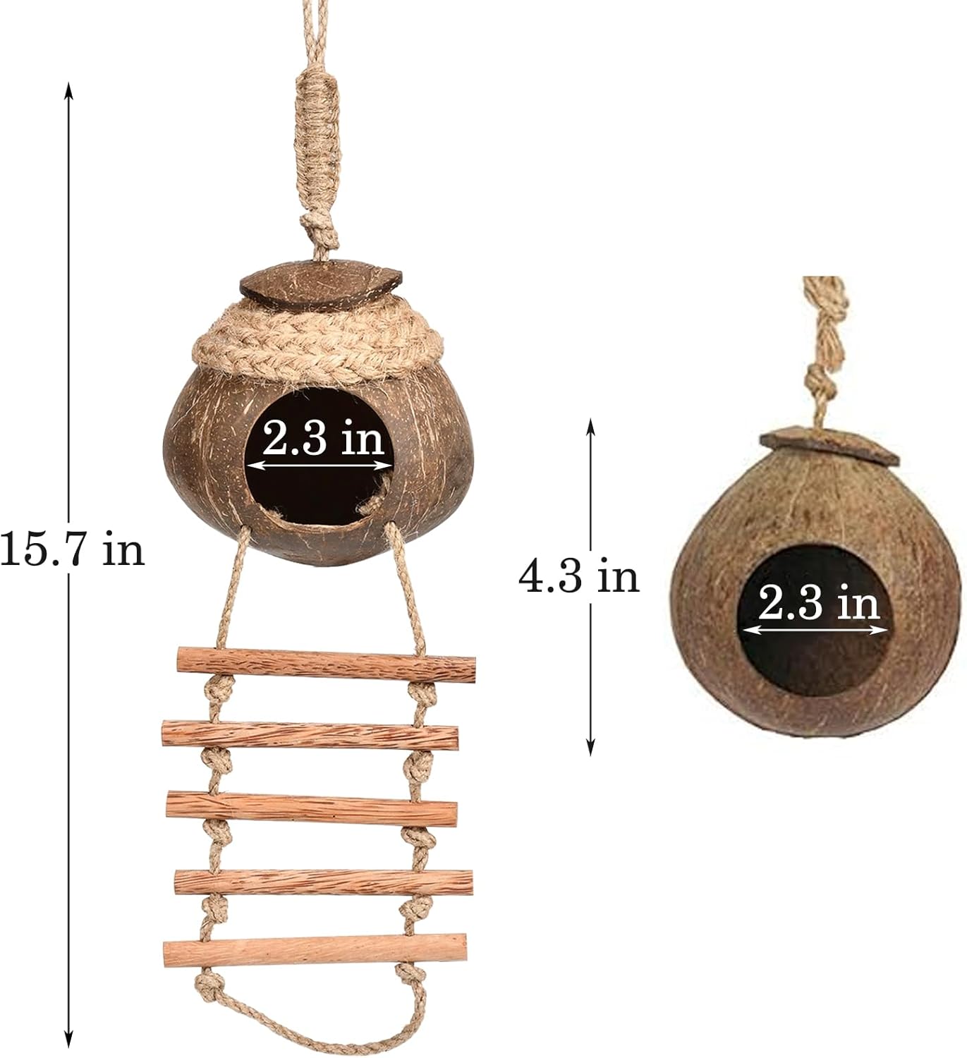 Hamiledyi Lizard Coco Den Reptile Hideouts Gecko Coconut Shell Hut Coconut hut for Geckos Bearded Dragon Tank Accessories Coconut Lizard Hut with Ladder - Natural Coconut Fiber
