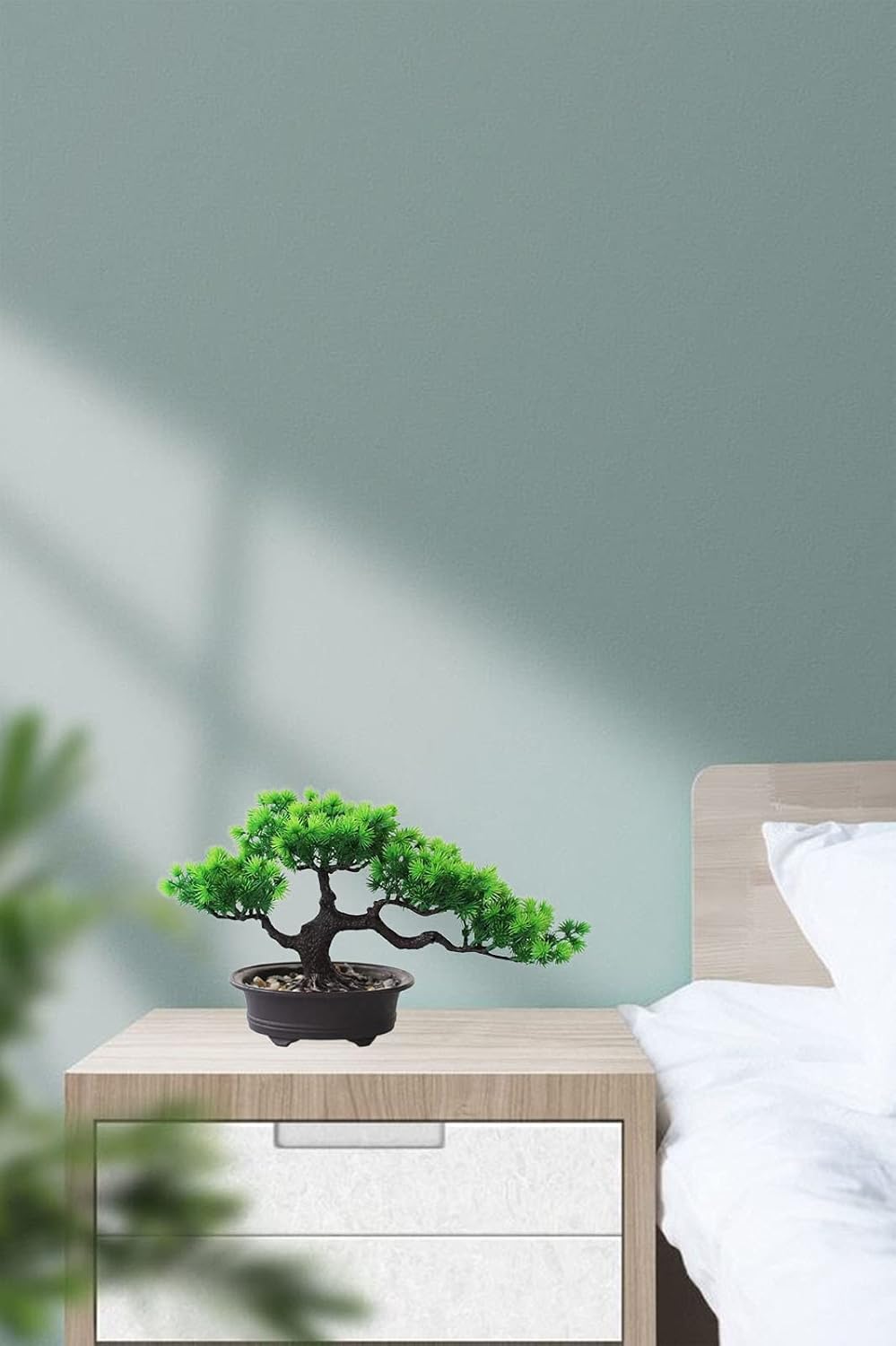 Artificial Bonsai Tree Fake Plant Decoration Potted Tree Faux House Plants Small Japanese Pine Bonsai Plant for Indoor Home Decoration Office Hotel Windowsill Desktop Display Zen Decor Trees