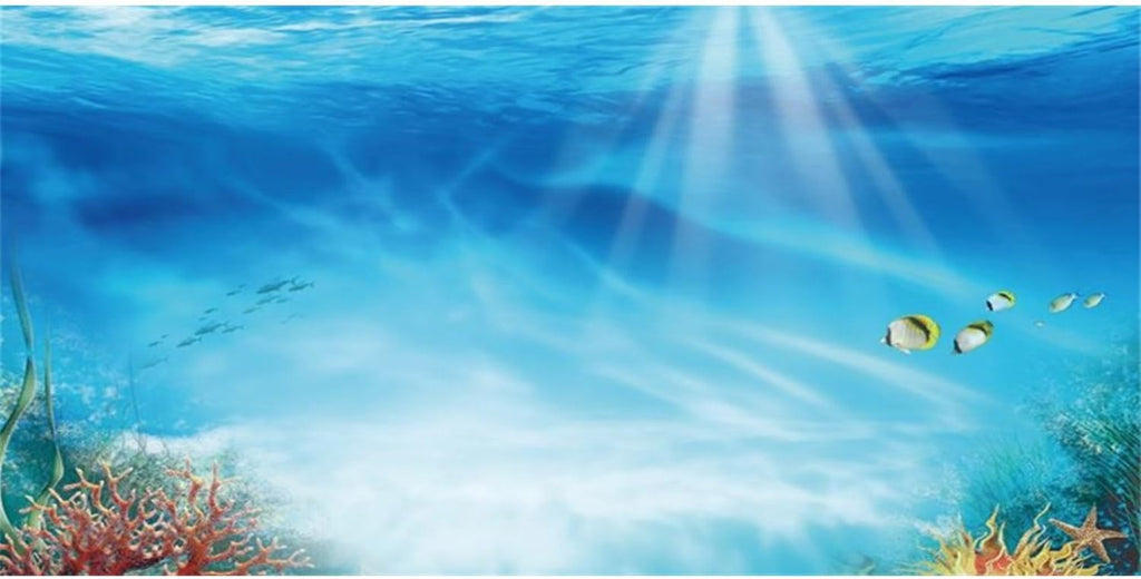 AWERT Undersea Theme Aquarium Background Colorful Coral Tropical Fish Sunshine Underwater World Fish Tank Background 36x24 inches Vinyl