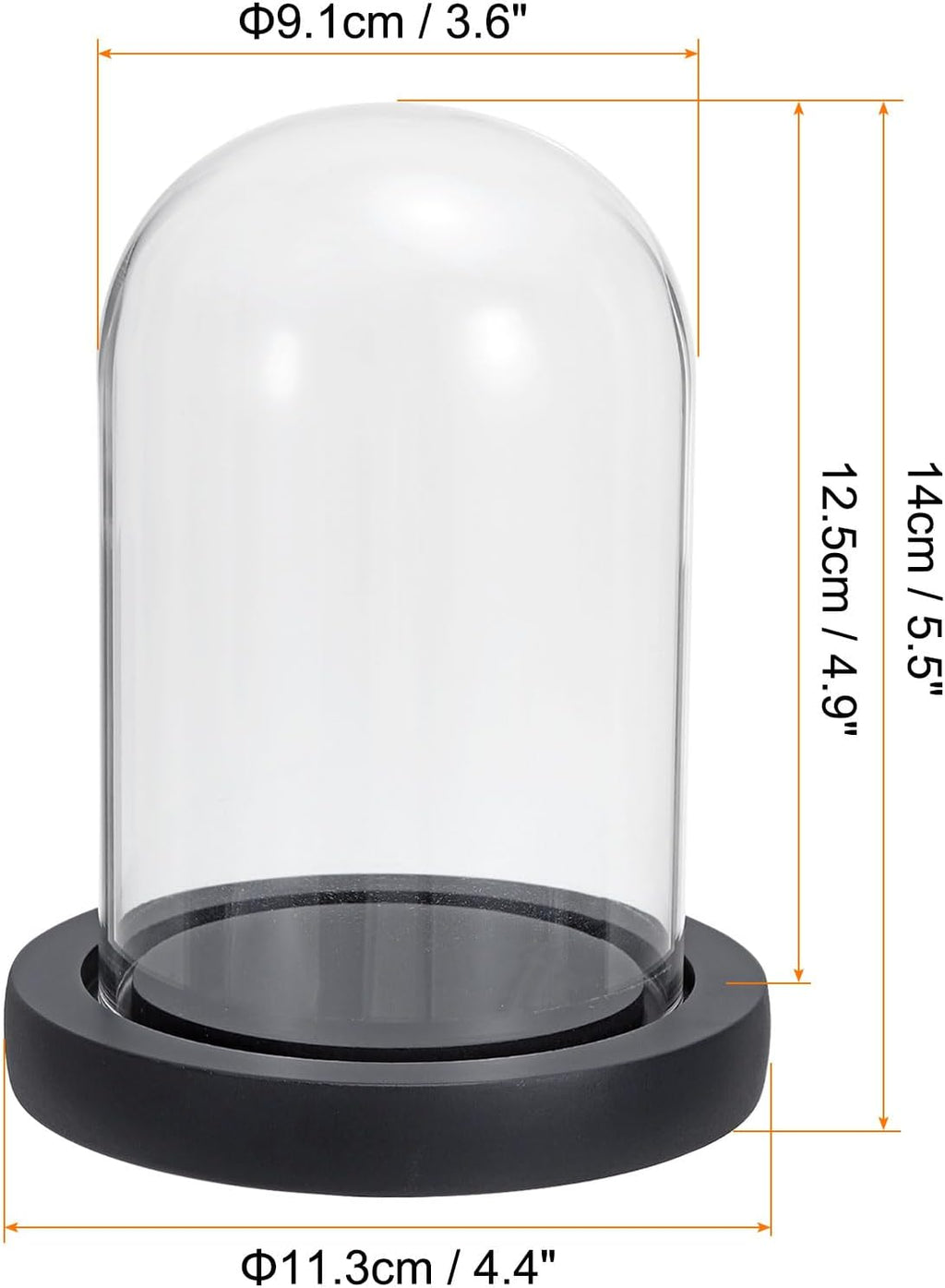PATIKIL 4.9"x3.6" Clear Cloche Glass Dome, Glass Bell Jar Display Case Tabletop Centerpiece with Black Wooden Base for Christmas Home Decor