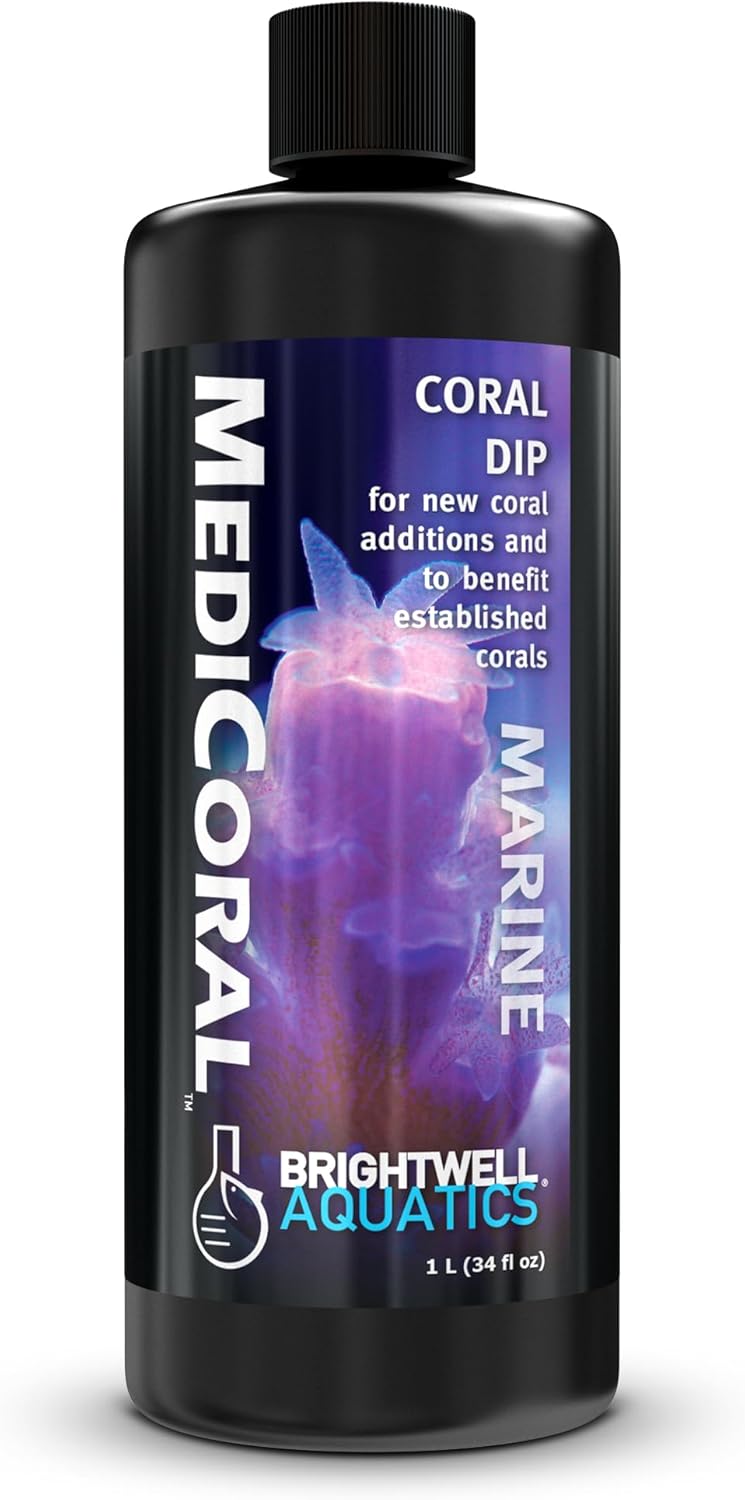 Brightwell Aquatics MediCoral Coral Dip for Stony Soft Leather Polyp Corals Prepares New Additions Reduces Tissue Degradation in Reef Aquariums, 1000 ml