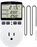 1800W Digital Thermostat Controller Plug in Heater Cooling Temperature Controller Outlet Socket W/External 1.7m Probe Day Night Timer Function 110V 15A