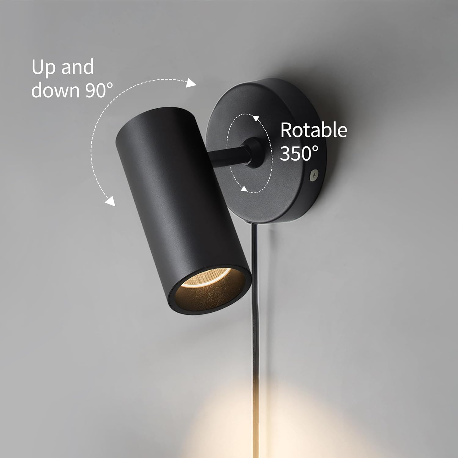 Aisilan 2 Pack LED Black Plug in Spotlight with On/Off Switch Uplight Spotlight Indoor Accent Ceiling Spot Light for Plant Background Wall Spotlight Warm White 12W CREE COB CRI 97, MS007A
