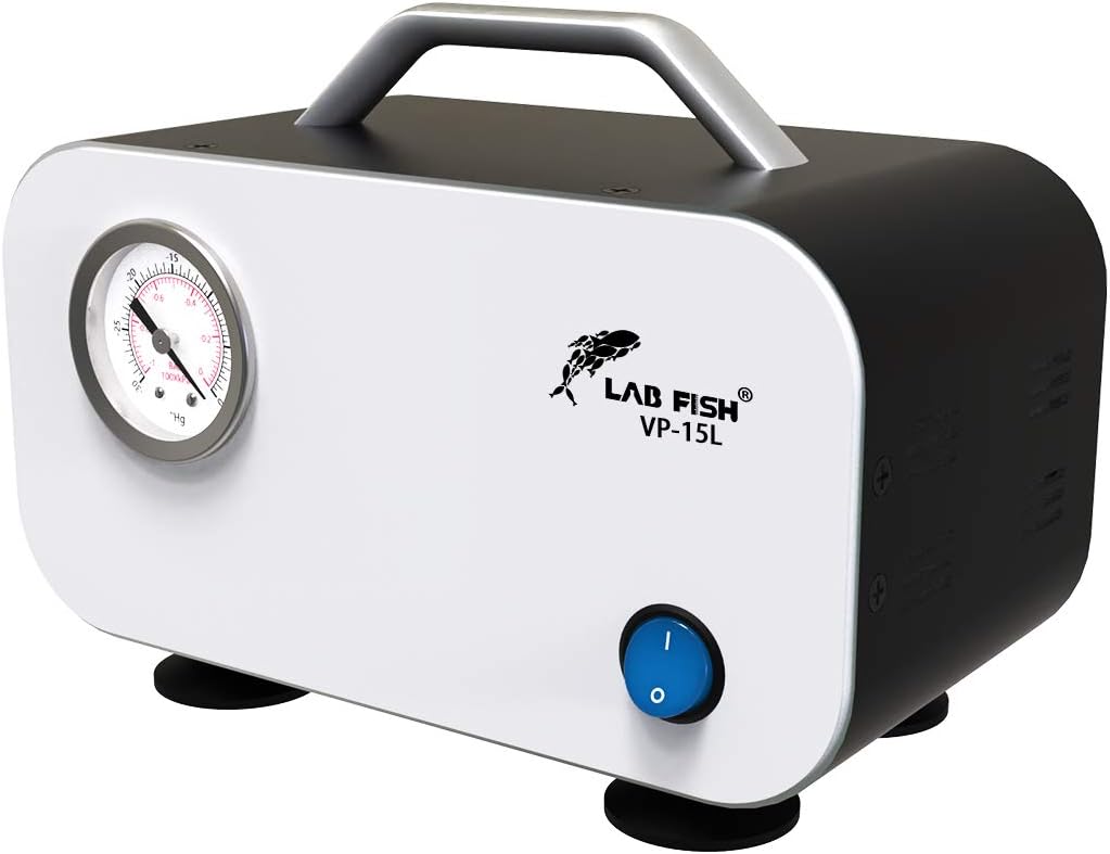 LAB FISH Laboratory Vacuum Pump Portable Oilless Diaphragm Lab Vacuum Filtration 15L/min with Rubber Tube,110V-220V