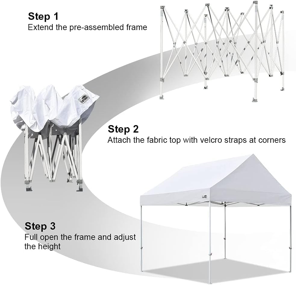 Eurmax USA Patented 10x10 Pop Up Canopy Tent Party Tent Commercial Instant Canopies Shelter with Heavy Duty Roller Bag,Bonus 4 Sand Bags (Dark Black)