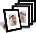 8x10 Picture Frame Set of 4, Made of Real Glass and Black Wooden Frame, 8 by 10 Photo for Wall or Tabletop - Display Picture 5x7 with Mat or 8x10 Without Mat
