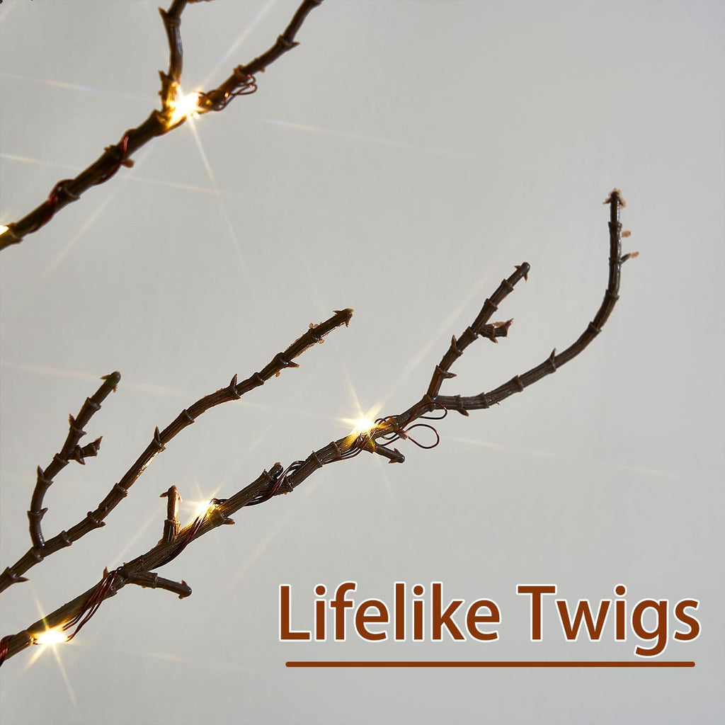 Fudios Brown Willow Garland Lights 6ft 120LED Artificial Lighted Garland Plug in for Christmas Decoration