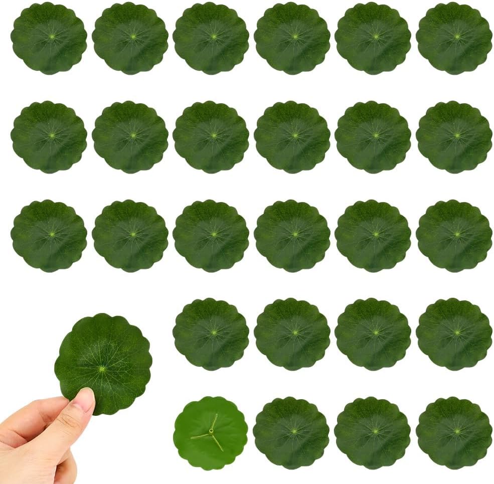 30PCS Artificial Water Lily Leaves,Small Realistic Floating Water Lily Pads, Pond Plant Lotus Leaves Suitable for Fish Tank,Terraces,Pool,Aquarium Decoration(2.56inch)