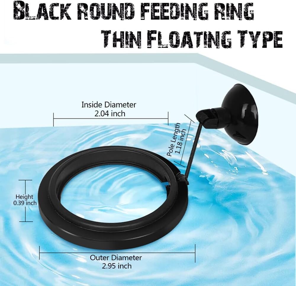 Fish Feeding Ring, Fish Safe Floating Food Feeder Circle Blue, with Suction Cup Easy to Install Aquarium, Square and Round Shape Fish Tank Towels - for Guppy, Betta, Goldfish, Etc (1 Circle)