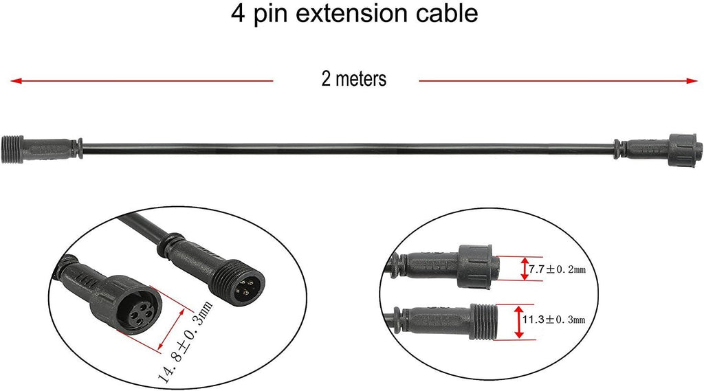 Sumaote 6.56ft 2m 4Pin Extension Cable Wire with Male and Female Connectors at Both Ends for RGB Multi-Color LED Deck Light, Pack of 5