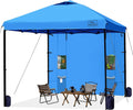 KAMPKEEPER 10x10 Easy Pop Up Canopy Tent with Sidewalls, Instant Outdoor Shade Shelter with Removable 10FT Sun Walls, Quick Setup Waterproof and UV-Resistant for Patio (Light Blue, 1 sidewall)