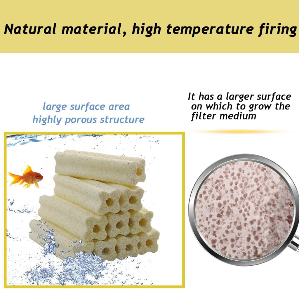 PINVNBY 10 Pcs Long Filter Media for Fish Tank,6.2 Inch Aquarium Ceramic Bio Media Blocks for Freshwater and Saltwater Sump Tank,Aquaculture and Koi Ponds