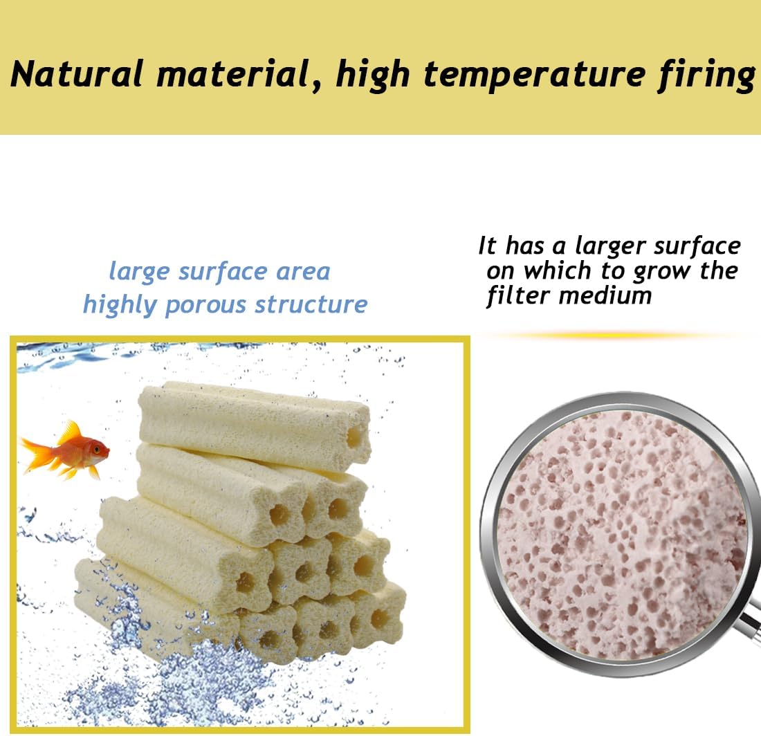 PINVNBY 10 Pcs Long Filter Media for Fish Tank,6.2 Inch Aquarium Ceramic Bio Media Blocks for Freshwater and Saltwater Sump Tank,Aquaculture and Koi Ponds