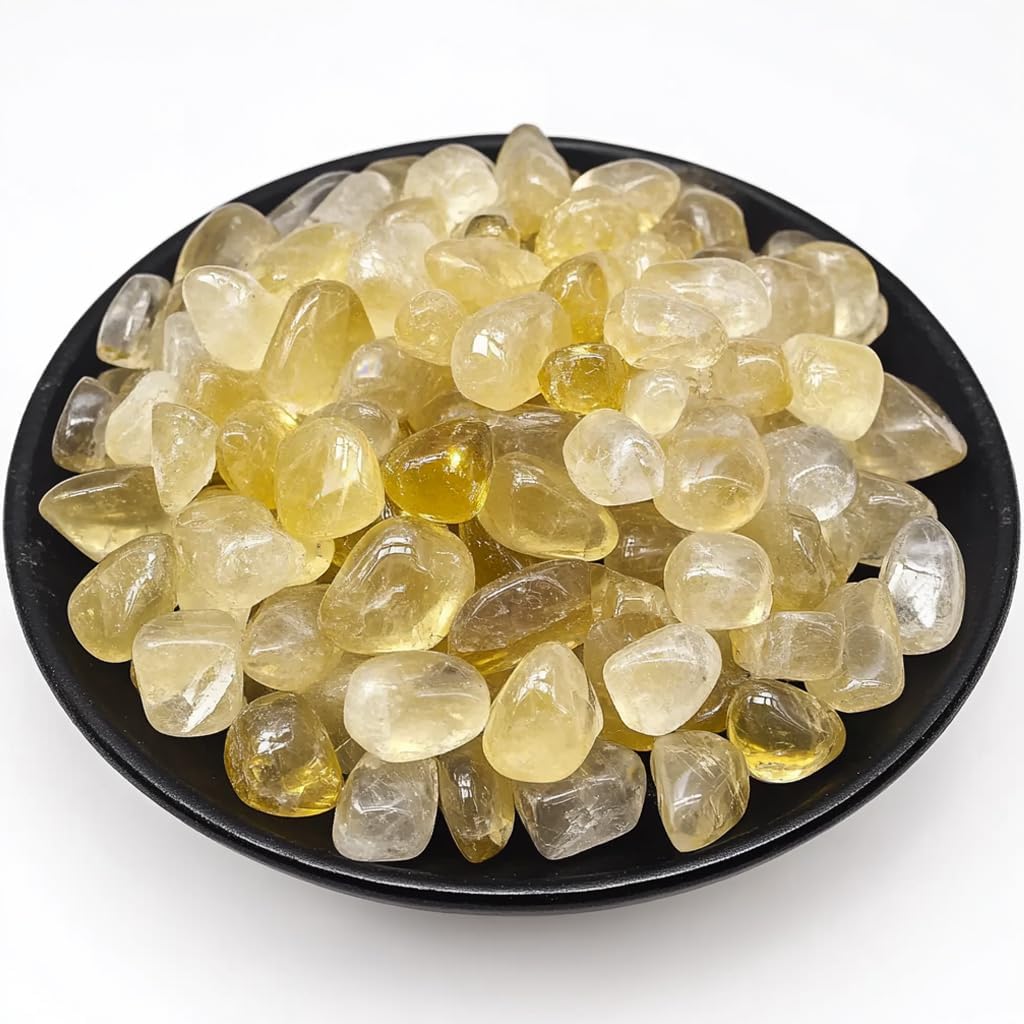 Polished Citrine Crystal Chips Set, 128 Pcs 0.4" inches - Handpicked Tumbled Stones and Crystals Bulk for Healing, Reiki, Meditation, Witchcraft and Home Decor
