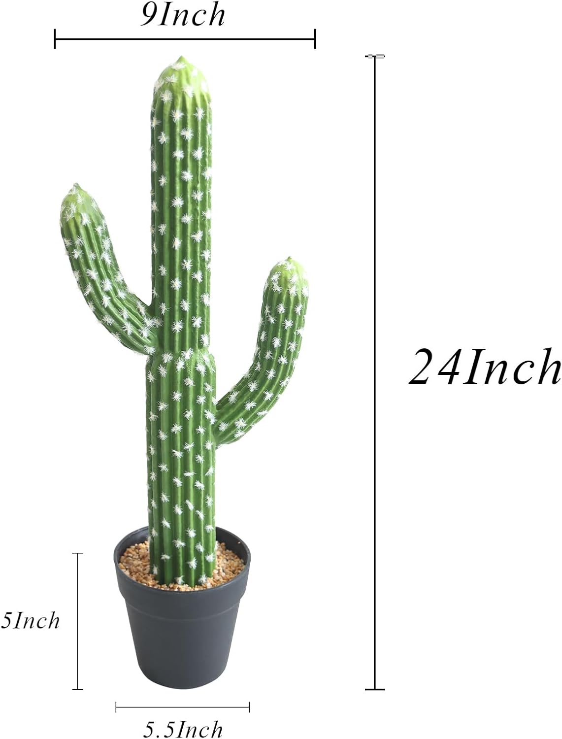momoplant Artificial Cactus Succulent Plant, 24 Inch Tall Faux Fake Desert Cacti Plant with Black Planter for Home Garden Office Floor Decor
