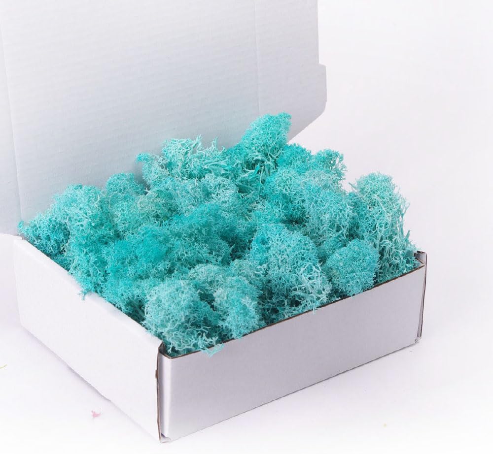 Preserved Moss-3.5 OZ Moss for Crafts Faux Moss Decor Natural Green Moss For Art Wall Florist Decor(WATER BLUE 3.5 OZ)