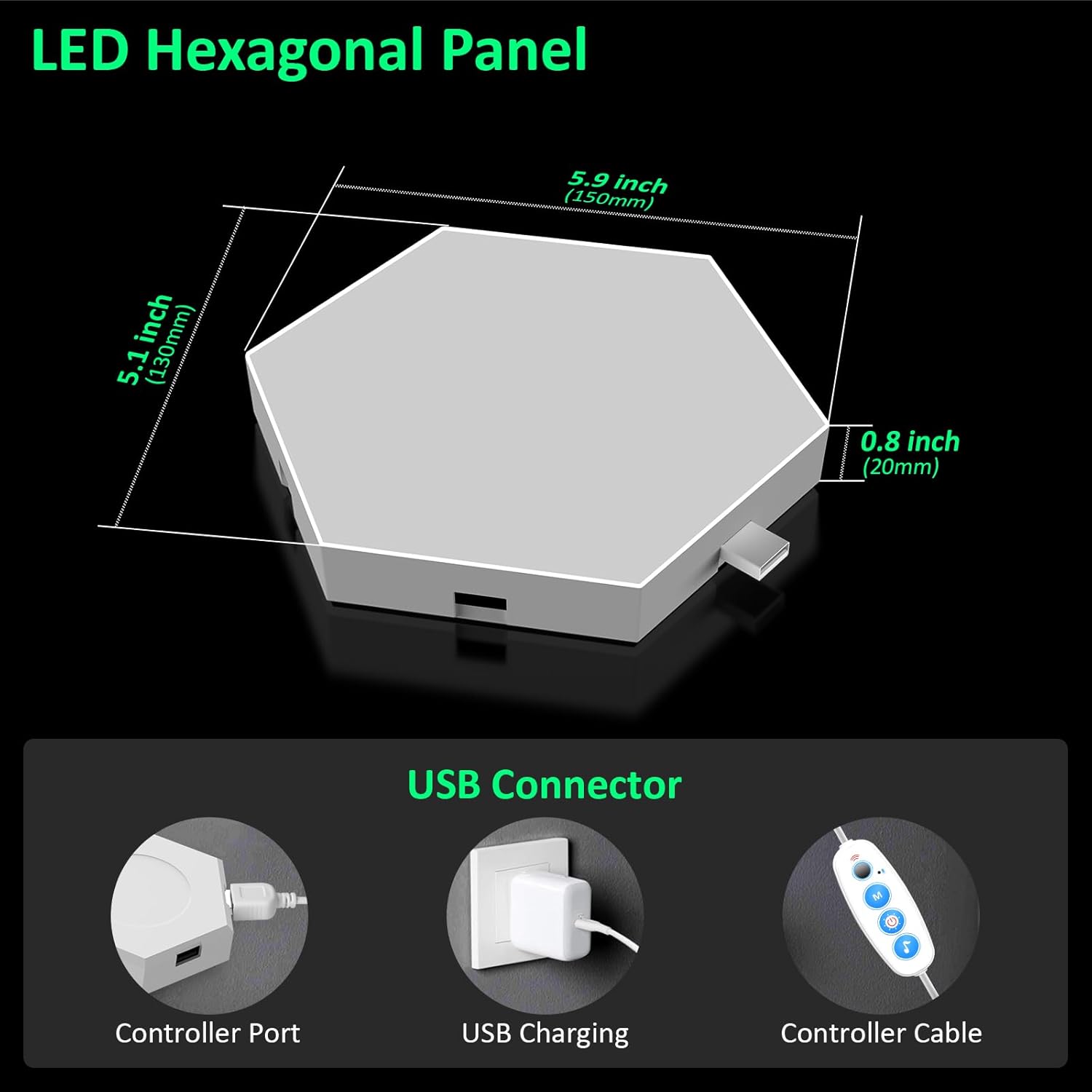 Large Hexagon Lights 8Pack LED Gaming Panel - RGB Led Hex Light Panels Remote & App Control Geometry Night Lamp DIY Hexagon Smart Wall Lights Sync to Music for Room Bar Decor Gaming Setup