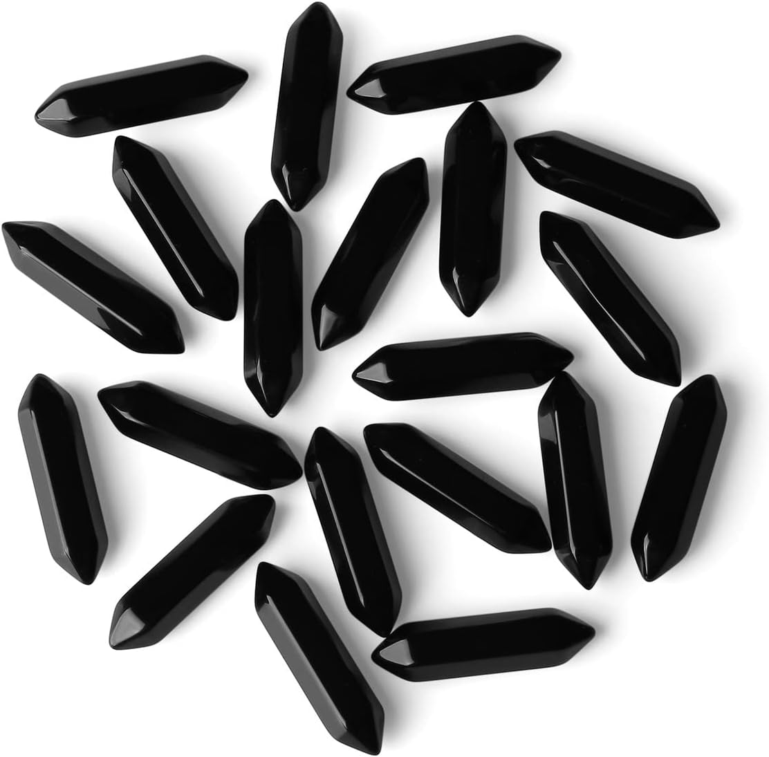 ZHIYUXI Obsidian Crystal Gemstones Points Healing Crystals Black Obsidian Crystal Wand Obsidian Stone Black Stones Tumbled Polished Energy Reiki Stones Meditation Yoga Decor Gifts 10 Pcs