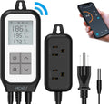 MOES Smart WiFi Cooling Heating Thermostat Outlet, Tuya Digital Temperature Controller Sensor Plug for Reptile Fermenter Brewing Breeding Heat Mat, Smart Life Remote Control, -22-221℉,10A 1250W