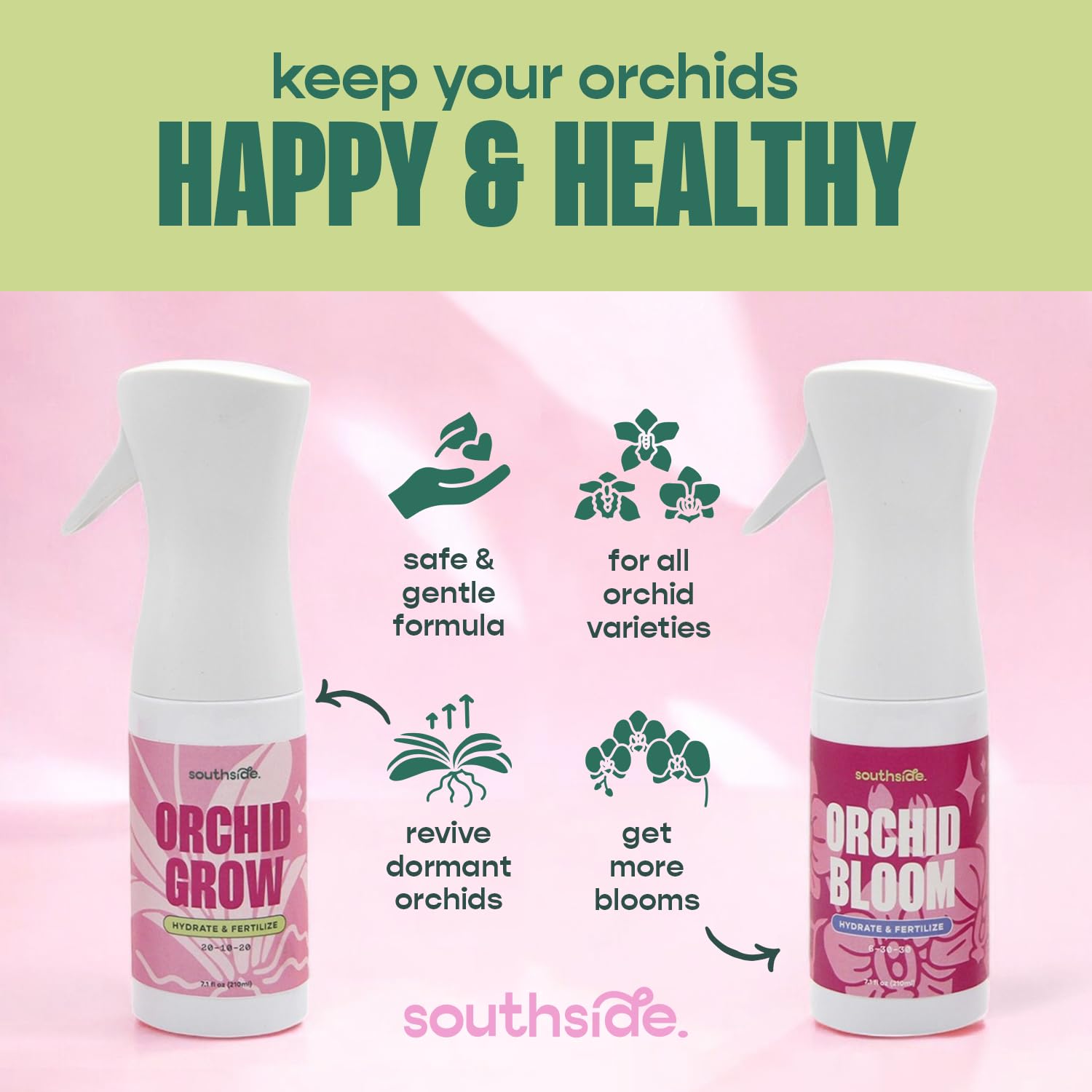 Orchid Bloom Fertilizer by Southside - 16 oz - Encourage Blooms with Precise Nutrition & Humidity - Gentle Formula, Premium Continuous Spray for Easy Coverage