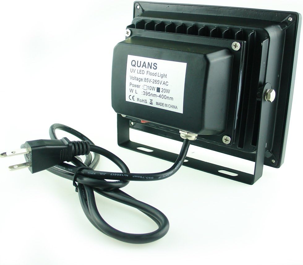 QUANS 110V 20W UV Ultra Violet High Power LED Light for Curing Glue Blacklight Fishing Aquarium with US Plug