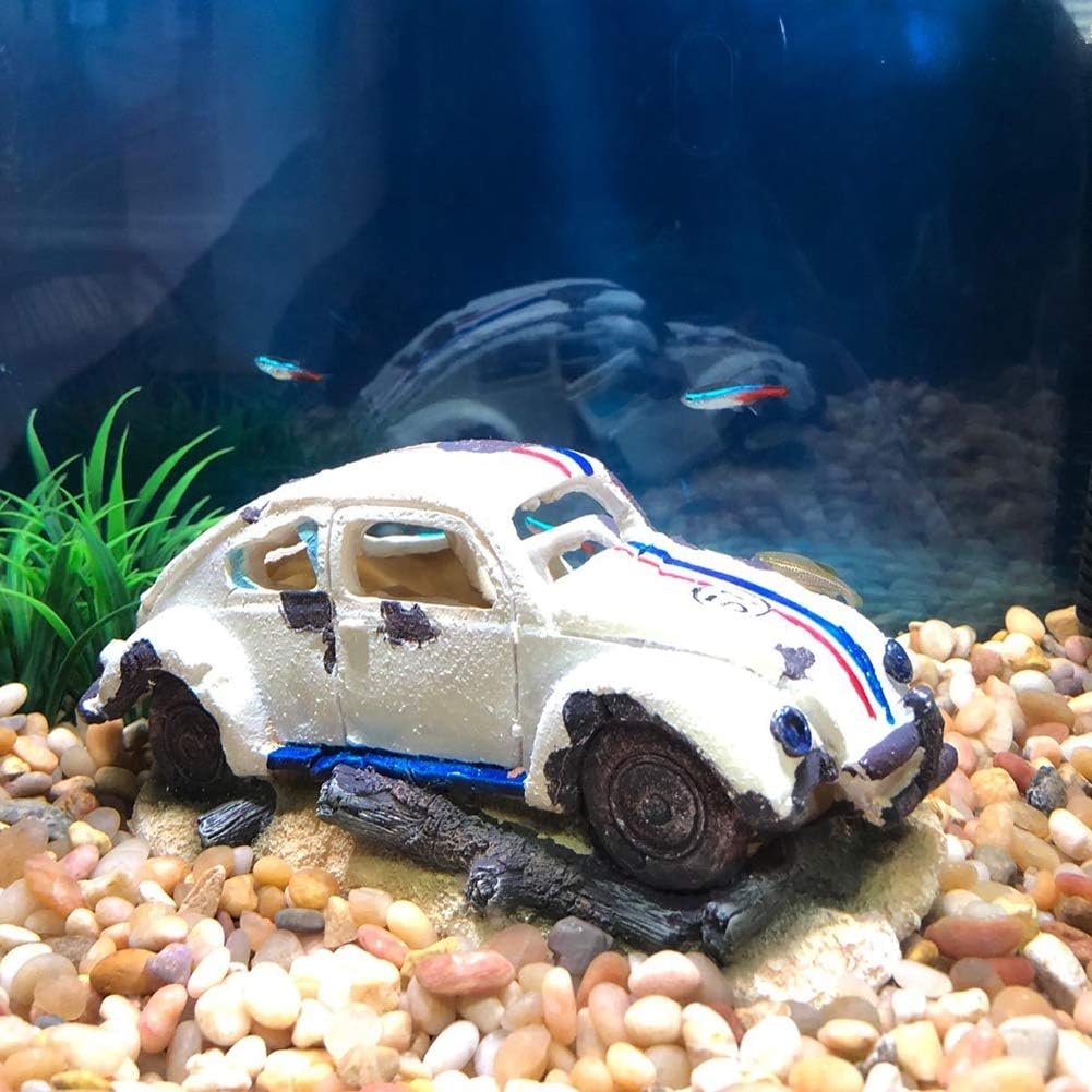 SLOCME Aquarium Bubble Wreck Car Decorations - Fish Tank Bubble Car Decor for Air Bubbler Oxygen Pump，Resin Material Car Decor