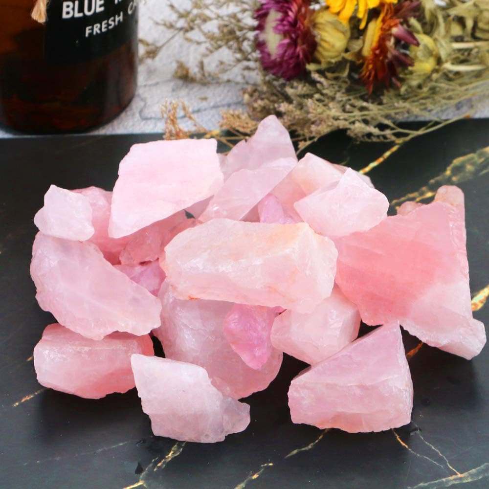 2lb/950g Rough Natural Rose Quartz Crystal Raw Stone Gemstone Crystal Rock for Cabbing,Tumbling,Cutting,Polishing,Lapidary,Wire Wrapping,Healing Reiki,Jewelry Making,Home Decoration(Pink)