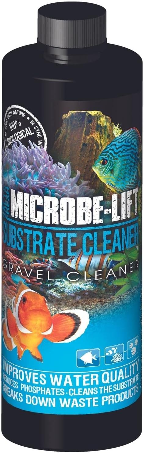 Microbe-Lift Gravel & Substrate Cleaner for Saltwater Aquarium and Freshwater Tanks, Tank Cleaner and Aquarium Water Conditioner, Clarifies Water, Reduces Sludge, Aquarium Supplies, 16 Ounces (GSC16)