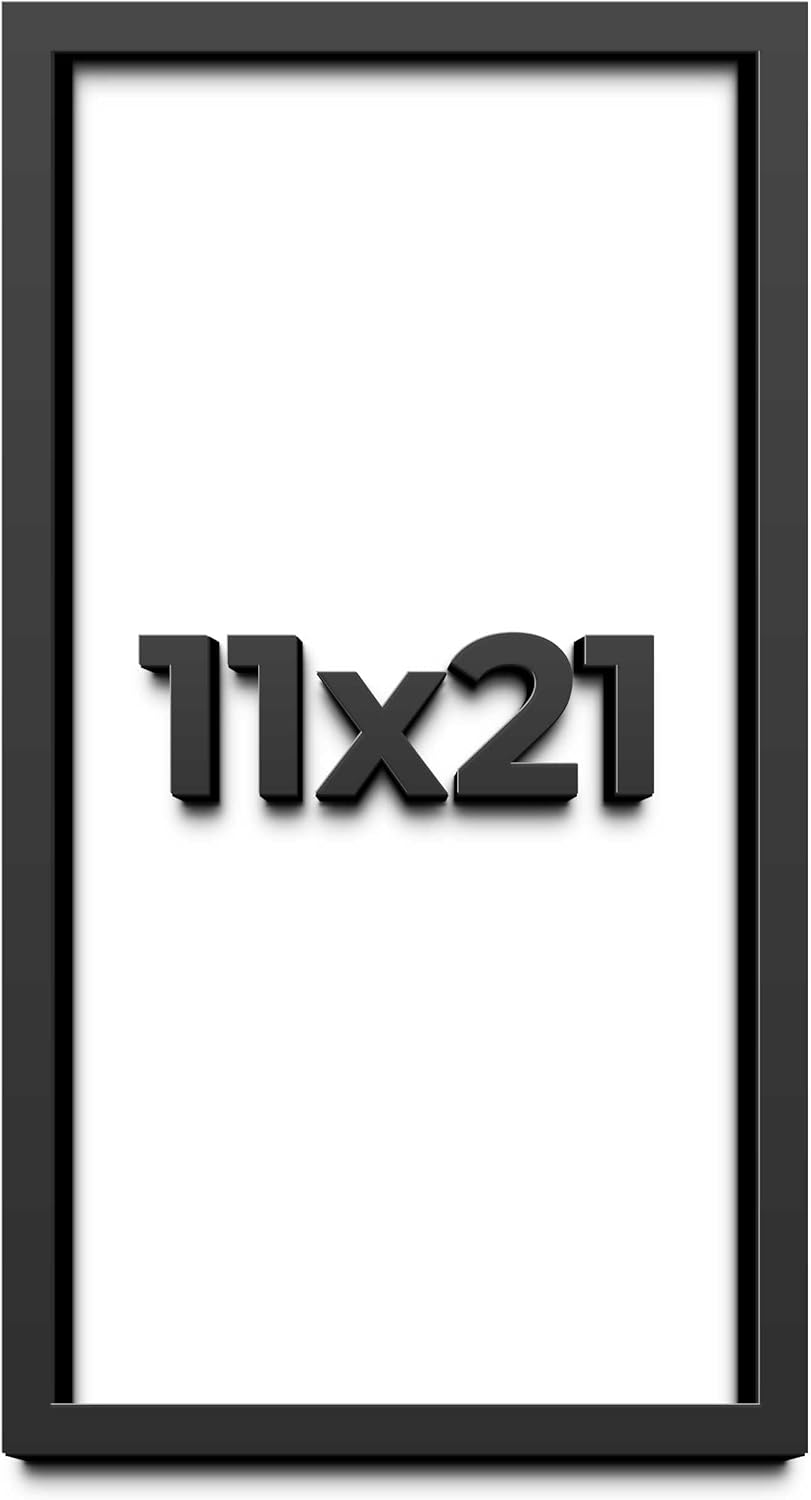 11x21 Shadow Box Frame Black | 1 Inch Deep Solid Wood Shadowbox Display Frame | UV Resistant Acrylic Plexiglass, Acid Free Backing, and Hanging Hardware | Dugan Picture Frame Style