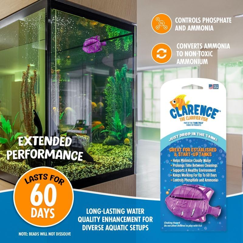 Aquarium Water Clarifier | Clear Cloudy Fish Tank Water Treatment, Safe for Freshwater & Saltwater Fish and Plants - Orange & Purple, 6 Pack