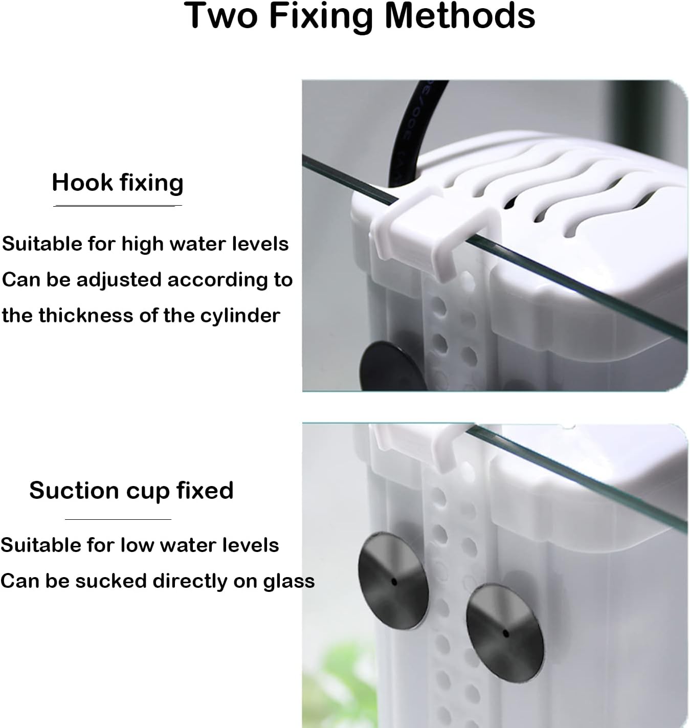 Aquarium Filter Fish Tank Filter for Turtle Tanks, Reptiles, Amphibians, Frog, Cichlids, Newt or Fish Tank Waterfall Flow Water Clean Pump (White Filter)
