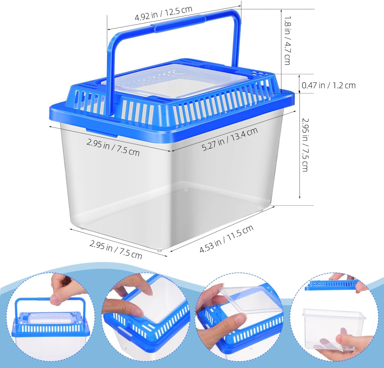 Gatuida Turtle Carrier Fish Tank Portable Clear Plastic Aquarium for Boy Girl for Reptiles and Turtles Spacious Design Lid for Safe Transport and Easy Handling