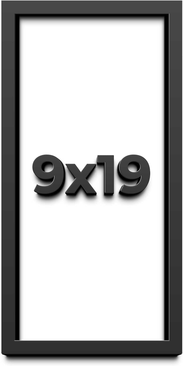 9x19 Shadow Box Frame Black | 1 Inch Deep Solid Wood Shadowbox Display Frame | UV Resistant Acrylic Plexiglass, Acid Free Backing, and Hanging Hardware | Dugan Picture Frame Style
