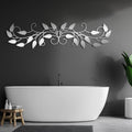 Metal Wall Art, Metal Tree Leaf Wall Decor, Vine Olive Branch Leaf Metal Wall Decor, Leafy Ivy Metal Wall Art, Leaves Metal Wall Decor, Ivy Leaves Hanging Wall Art, Gift Idea (Silver, 70"x18"|180x46cm)