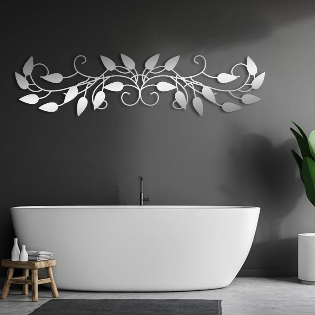 Ivy Leaves Metal Wall Art, Gold Olive Branch Tree Leaf Wall Decor, 39"x10"|101x26cm