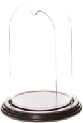 Plymor 4.5" x 8" Watch/Ornament Glass Display Dome Cloche (Black Wood Veneer Base & Silver Wire)