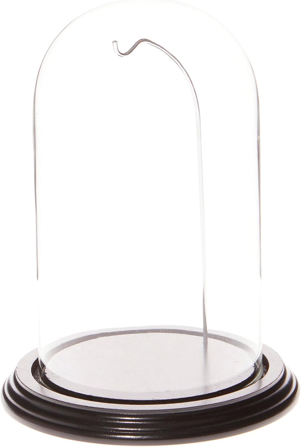 Plymor 4.5" x 8" Watch/Ornament Glass Display Dome Cloche (Black Wood Veneer Base & Silver Wire)