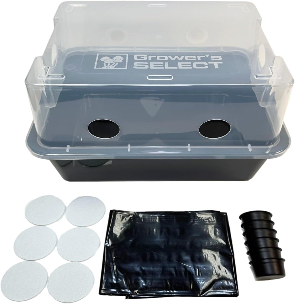 Grower's Select Mushroom Monotub Fruiting Chamber with Filter Disks and Liner