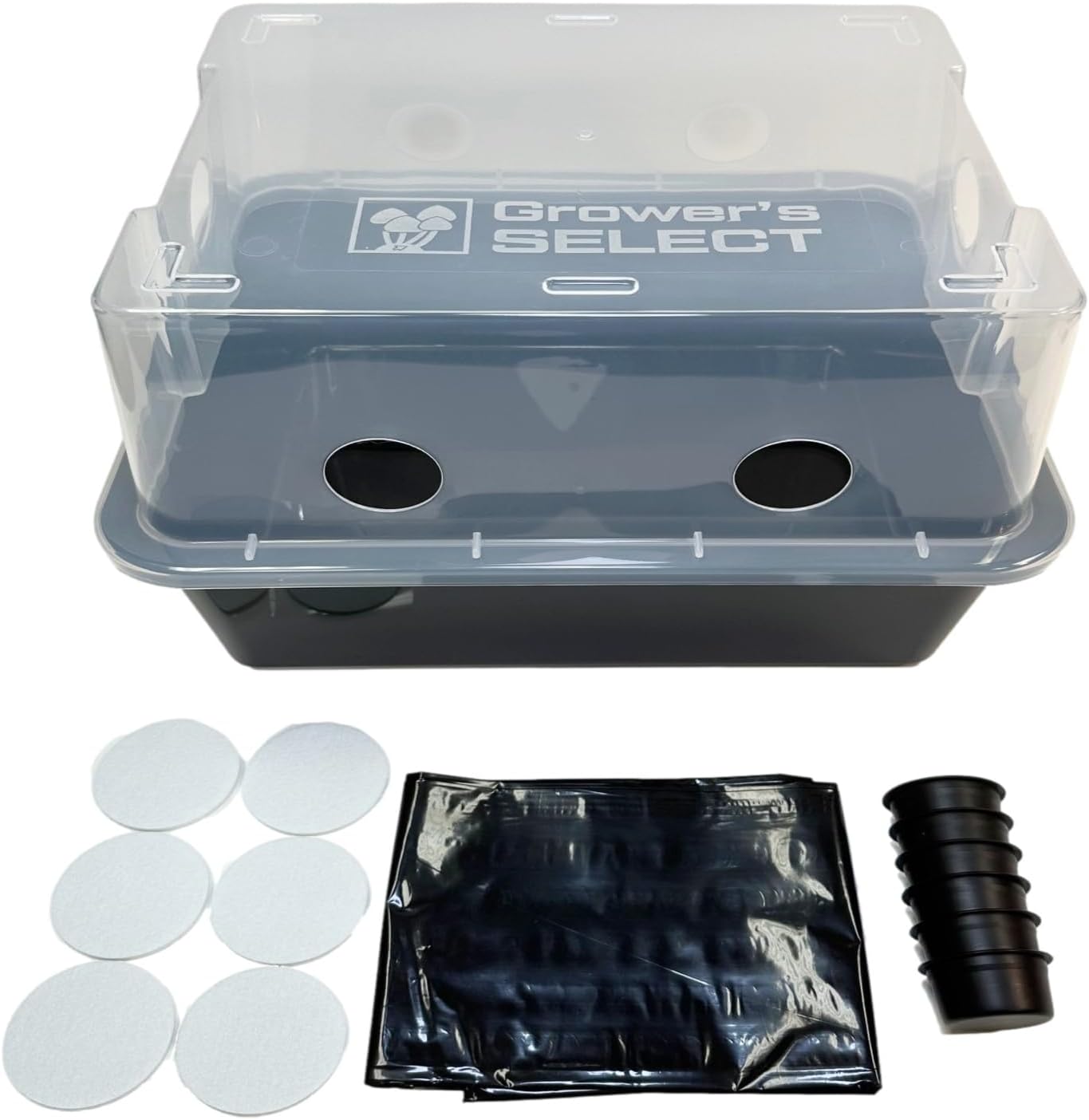 Grower's Select Mushroom Monotub Fruiting Chamber with Filter Disks and Liner