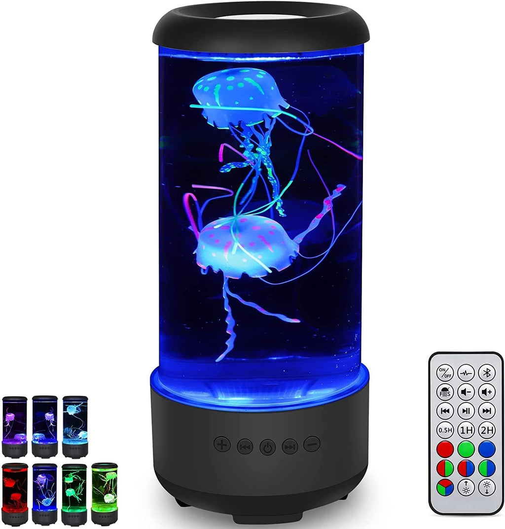 Jellyfish Lamp with Bluetooth White Noise Sound, 7-Color Changing Light with 5 Levels Brightness Jellyfish Aquarium Bubble lamp for Relaxing Decorating Gift Lamps for Adults and Kids