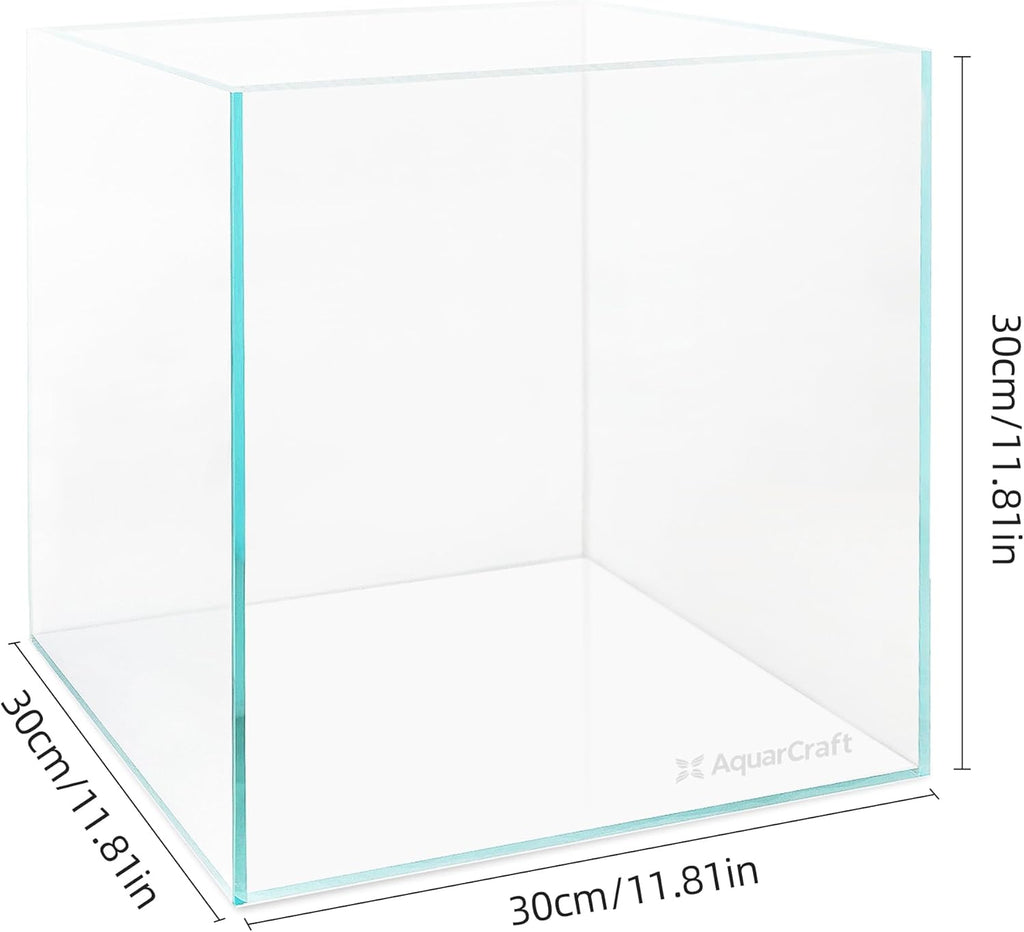 Ultra Clear Glass Fish Tank 6.5 Gallon, 6mm Thickened Rimless Aquarium Tank Low Iron, Cube Aquarium 11.8in x 11.8in x11.8in
