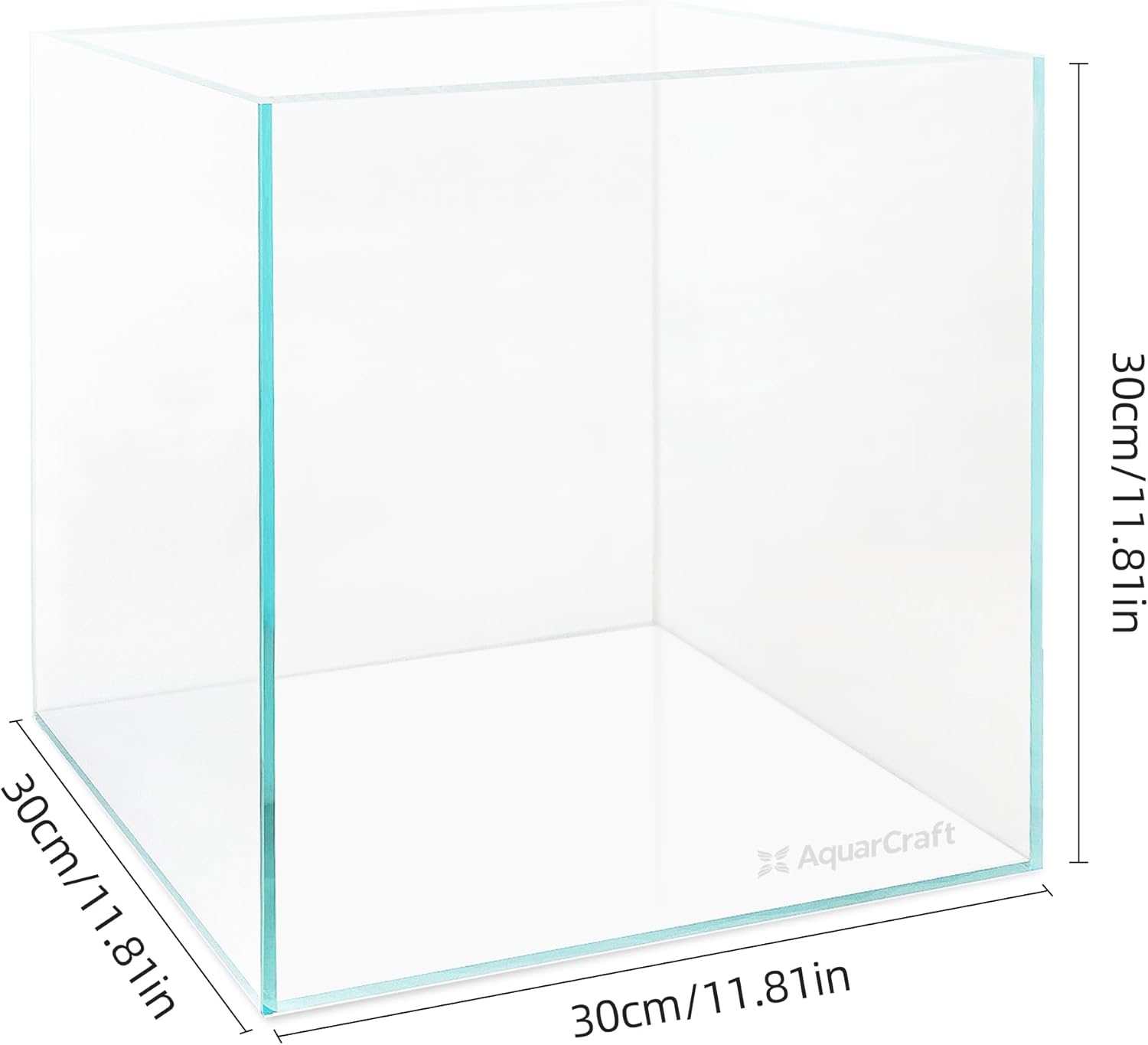 Ultra Clear Glass Fish Tank 6.5 Gallon, 6mm Thickened Rimless Aquarium Tank Low Iron, Cube Aquarium 11.8in x 11.8in x11.8in