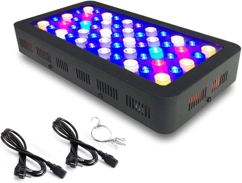 165w Full Spectrum Aquarium Light Reef/Fish Tank Light with 3 Dimming Modes 55 Premium SMD Chips 5 Colors LED Reef Light for Coral Saltwater Freshwater Fish (16"X8"X2.4")