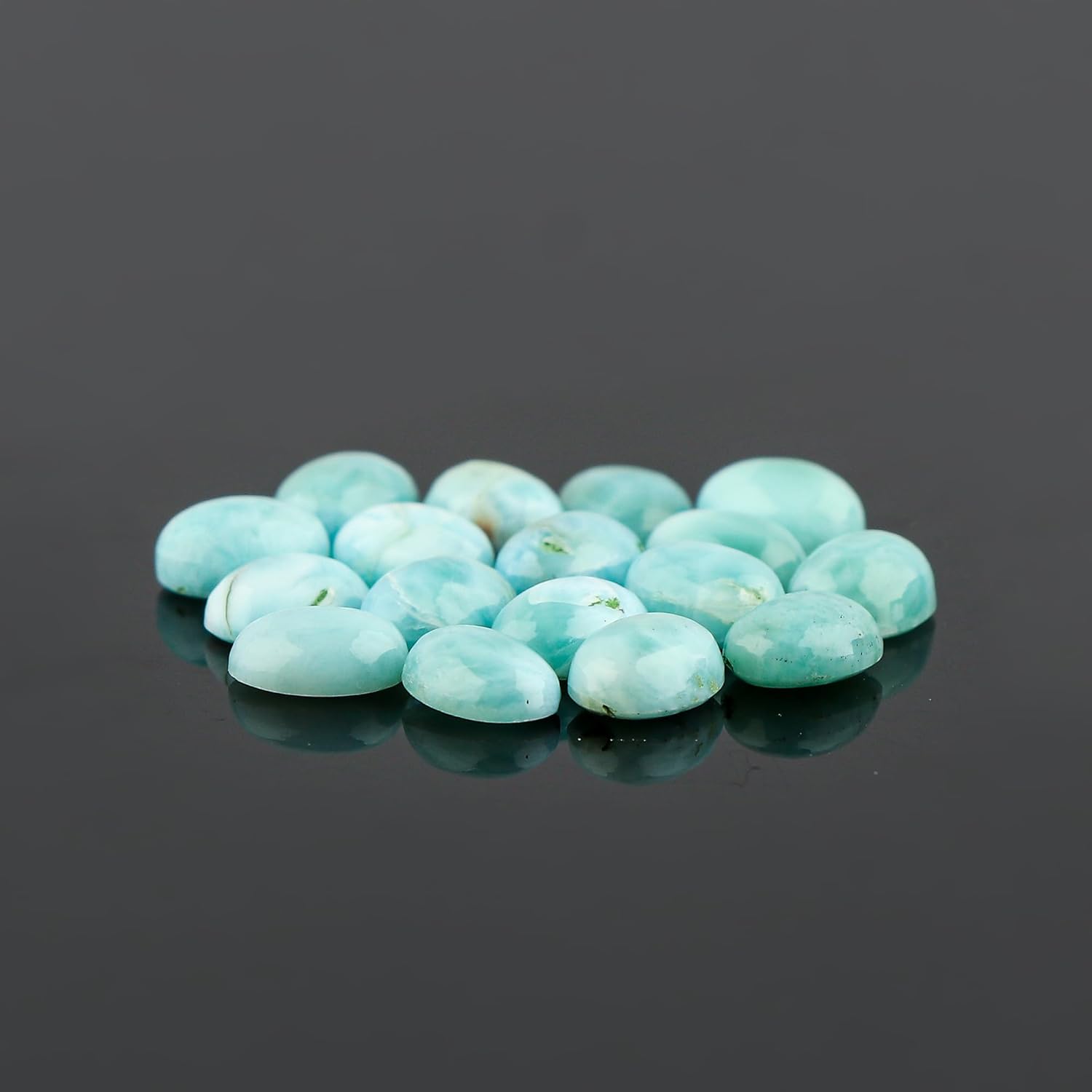 CRYSTALIS Wholesale 25cts, 8x6mm Natural Larimar Loose Gemstone Bulk Cabochons Jewelry Making Supply, Chakra Healing Polished Stones, Wire Wrapping, DIY, Gem Collection, 16+pcs