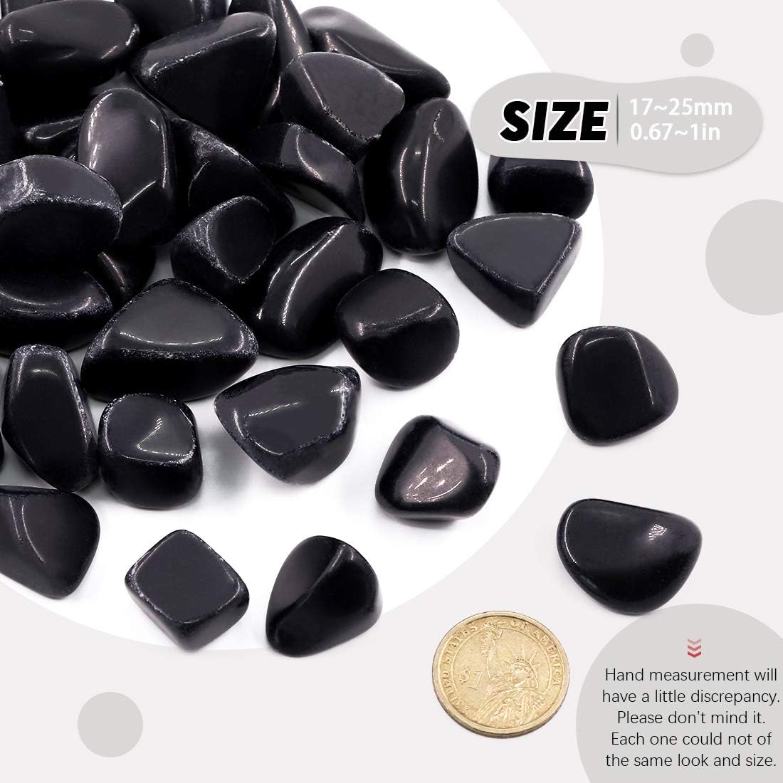 Hilitchi 1lb Bulk Large Natural Tumbled Polished Brazilian Stones Gemstone Healing Crystals Quartz for Wicca, Reiki, and Energy Crystal Healing (Obsidian About 1lb/450g/16oz/bag)
