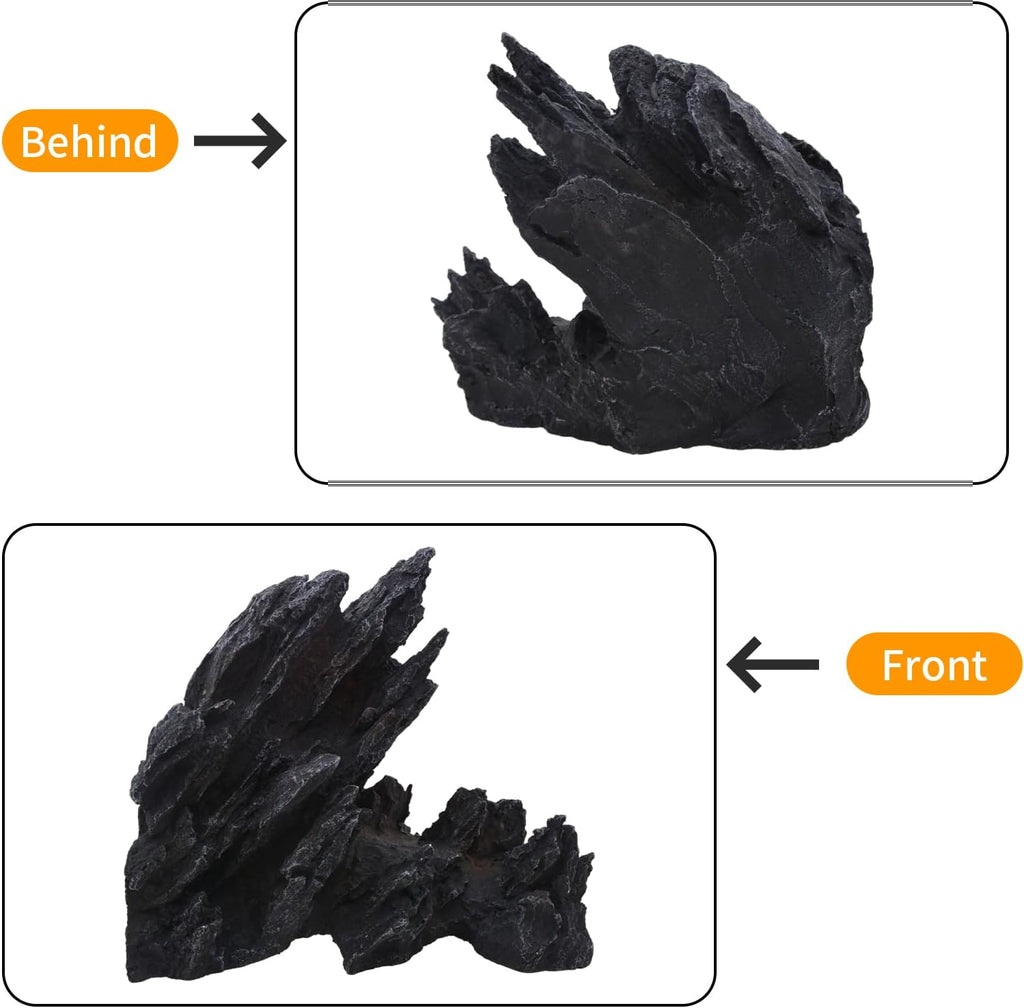 Saim Large Aquarium Decorations Artificial Resin Jagged Canyon Rock, Mountain Hill View Stone Ornament for Betta Cichlids Hideaway, Pleco, Goldfish