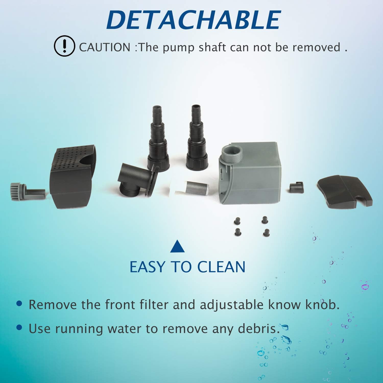 WaterRebirth HSUP700F Versatile Submersible Pump - Fountain Jets for Ponds, Fish Tanks, Water Gardens - Aquarium & Pond Pump (700L/H)