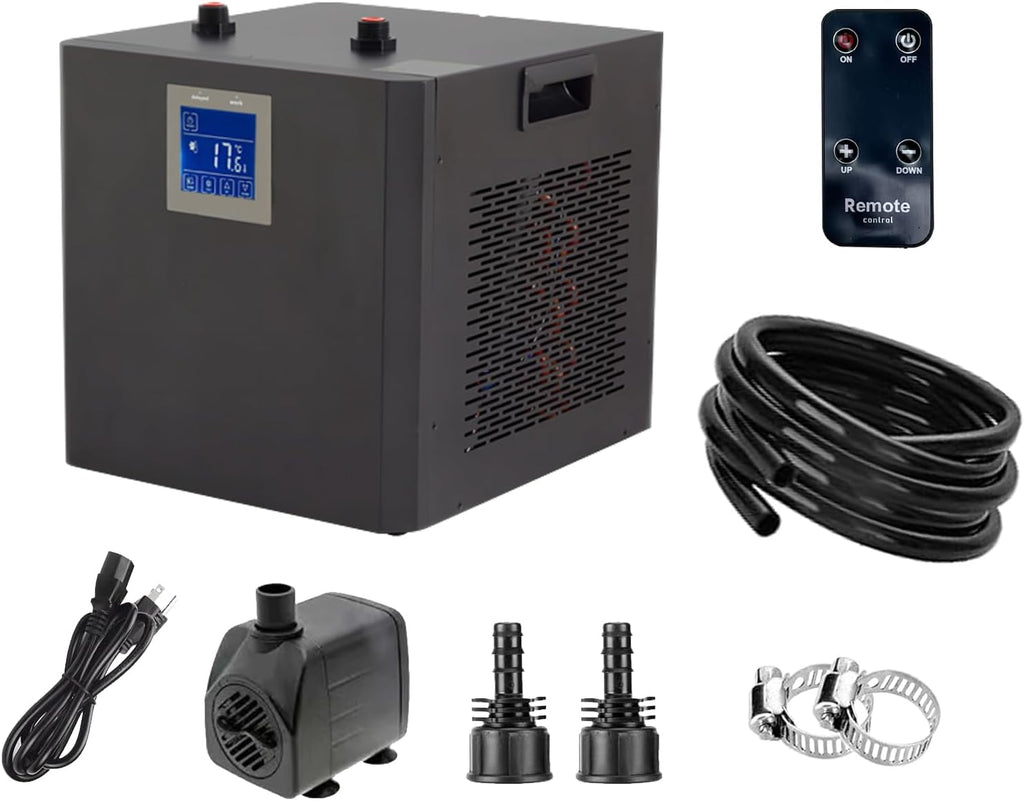 132 Gallon Aquarium Chiller,LED Display Fish Tank Chiller, 1/2 HP Active Aqua Chiller for Axolotl, Water Chiller with Pump, Nozzles and Hoops Ideal for Coral Reef Shrimp
