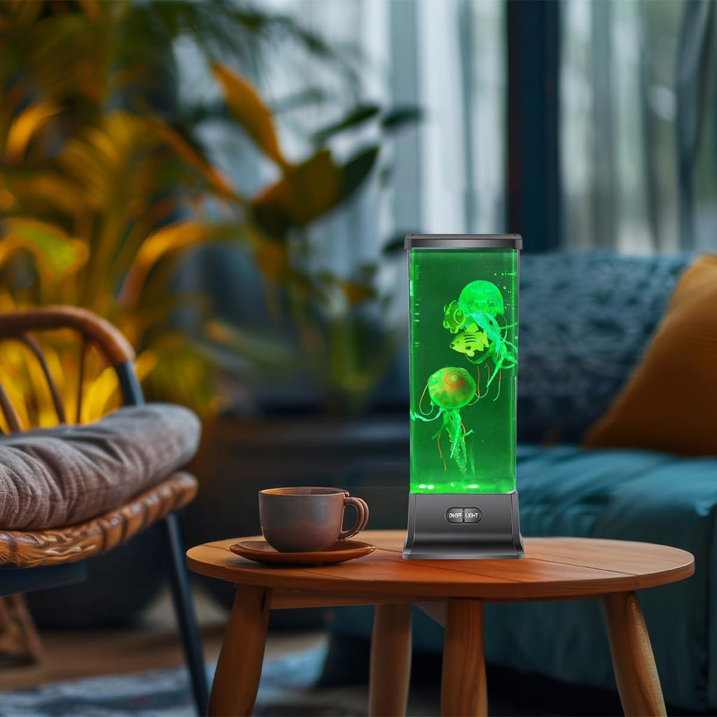COLORLIFE Electric Jellyfish Tank Table Lamp with Color Changing Light Gift for Kids Men Women Home Deco for Room Mood Light for Relax(Black)